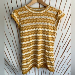 Amour Vert Mustard and White Chevron Blouse